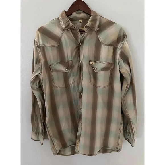 Larry Mahan Western Long Sleeve Pearl Snap Shirt sz Large - Picture 1 of 3